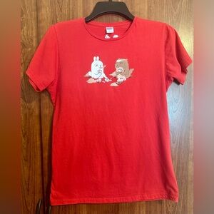 THREADLESS Bunny and Gopher Graphic T Shirt Baby Tee RED Y2k Cute Girly XL